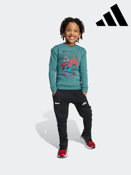 adidas Green Marvel Spider-Man Sweatshirt and Jogger Little Kids (AR7900) | R$ 445