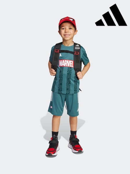adidas Green Marvel Spider-Man T-Shirt and Shorts Set Little Kids (AR7930) | R$ 375
