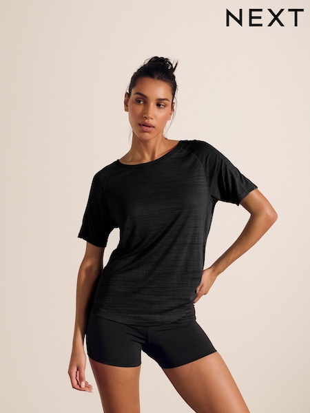 Black Active Crew Neck Lightweight Short Sleeve T-Shirt (AR7995) | 76 QAR