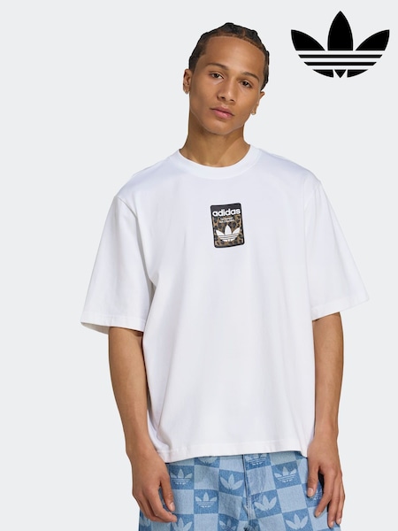 adidas Originals White Oversized Leo T-Shirt (AR8051) | AED146