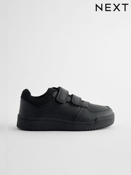 Black Extra Wide Fit (H) 2 Strap Touch Fastening School Shoes (AR8130) | AED86 - AED112