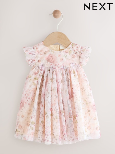 Pink Floral Mesh Baby Dress (0mths-2yrs) (AR8170) | 79 QAR - 89 QAR
