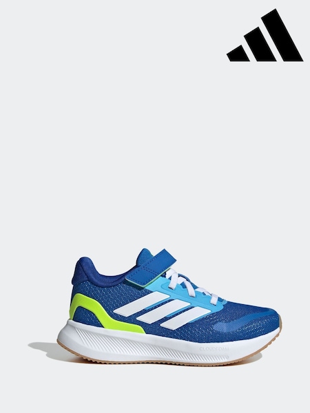 adidas Blue/Lime Runfalcon 5 Elastic Lace Running Kids Trainers (AR8204) | R$ 295