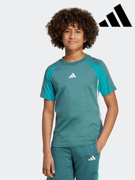 adidas Green Seasonal Essentials Colorblock T-Shirt Kids (AR8253) | R$ 130