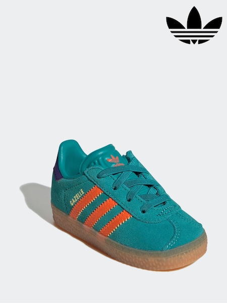 adidas Originals Green/Orange Gazelle Comfort Closure Elastic Laces Infant Trainers (AR8351) | €53