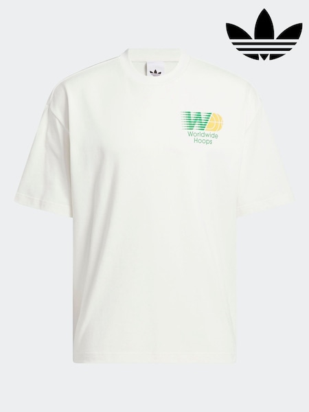 adidas White Worldwide Hoops Spotlight GFX T-Shirt (AR8526) | R$ 345