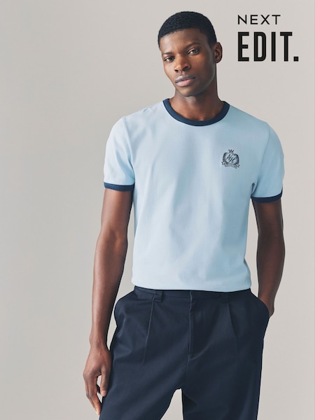 Blue EDIT Ringer Style 100% Cotton T-Shirt (AR8595) | €20