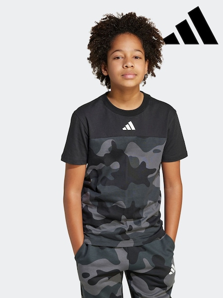 adidas Black Essentials Camo Cotton T-Shirt Kids (AR8668) | AED105