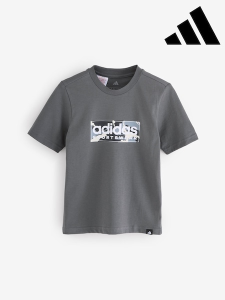 adidas Grey Camo Linear Graphic T-Shirt Kids (AR8669) | R$ 130