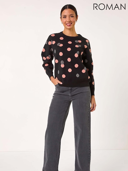 Roman Black Jaquard Spot Detail Knit Jumper (AR8794) | €58