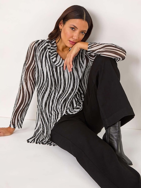 Roman Wavy Linear Print Cowl Neck Tunic (AR8795) | €53