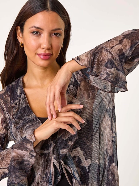 Roman Print Frill Front Plisse Top (AR8811) | €56