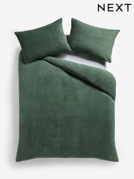 Dark Green Teddy Fleece Duvet Cover and Pillowcase Set (AR8836) | 108 QAR - 255 QAR