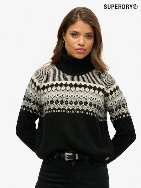 Superdry Black Fairisle Pattern Roll Neck Jumper (AR9077) | €83