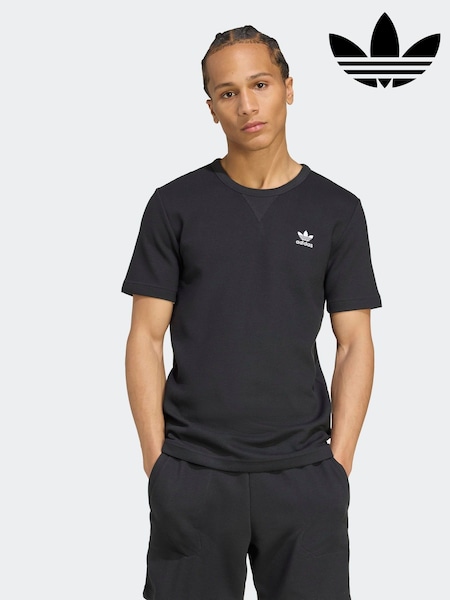 adidas Originals Black Trefoil Essentials Waffle T-Shirt (AR9092) | AED163