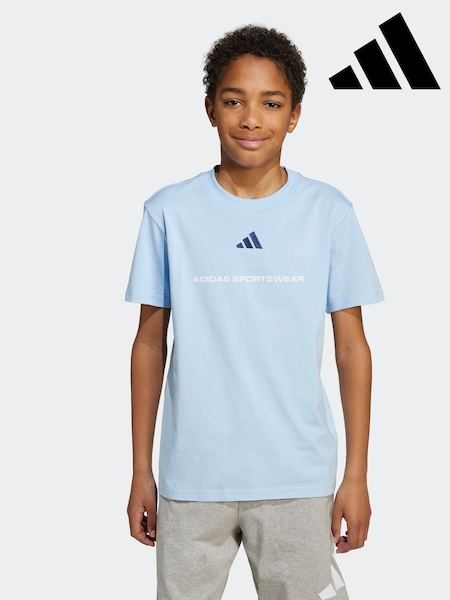 adidas Blue Kids Slogan Jersey T-Shirt (AR9101) | R$ 120