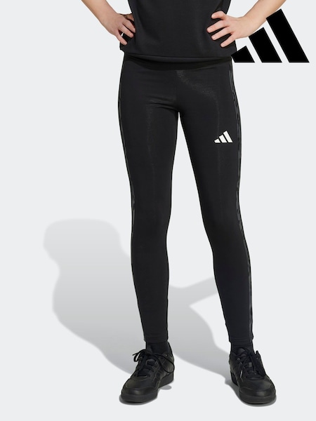 adidas Black Kids Single Animal Print 3-Stripes Jersey Leggings (AR9114) | R$ 180