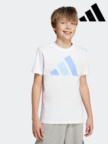 adidas White/Blue Essentials Kids T-Shirt (AR9119) | €17