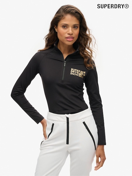 Superdry Black Ski Logo Half Zip Base Layer Top (AR9144) | $77