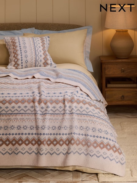 Natural Fairisle Pattern Knit Throw (AR9169) | 265 QAR