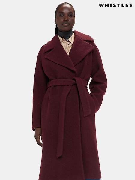 Whistles Red Lorna Wrap Wool Coat (AR9412) | €436