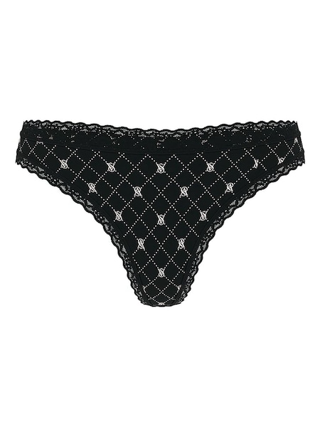 Victoria's Secret Black Diamond Thong Cotton Lace Waist Knickers (AR9432) | €10.50