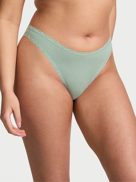 Victoria's Secret Seasalt Green Thong Cotton Lace Waist Knickers (AR9436) | €10.50