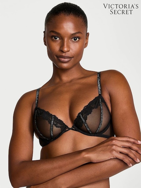Victoria's Secret Black Unlined Demi Sheer Shine Lace Bra (AR9463) | €68
