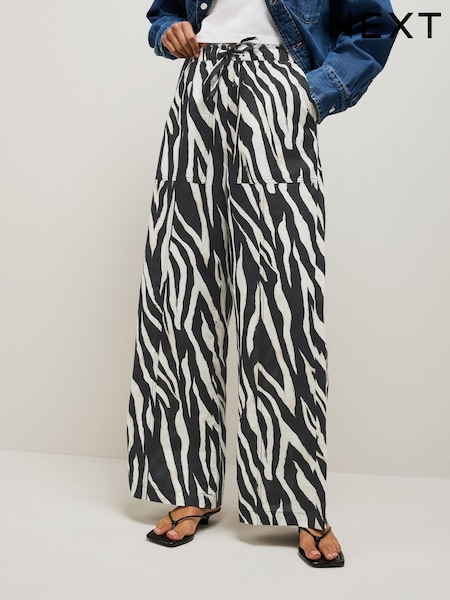 Zebra Wide Leg Pull-On Linen Blend Trousers (AR9504) | €45
