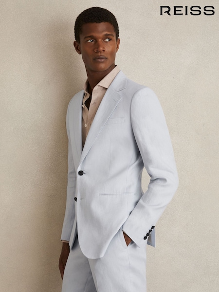 Reiss Soft Blue Kin Slim Fit Single Breasted Suit Blazer (AR9589) | AED2,146