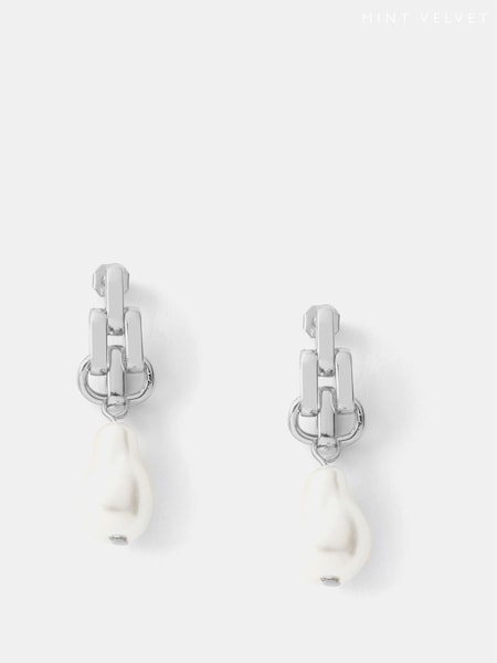 Mint Velvet Silver Tone Pearl Drop Earrings (AR9654) | 1,502 UAH