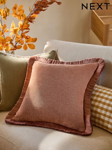 Rust Brown Chunky Fringe Chenille 50 x 50cm Cushion (AR9714) | €22