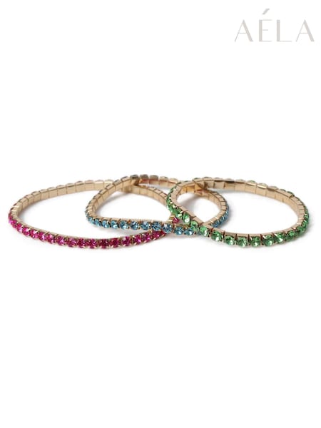 Aela Pink Bright Cupchain Stretch Anklet Set (AR9728) | ‏63‏₪