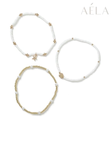 Aela Shell Starfish Pendant Stretch White Anklet Set (AR9749) | €18