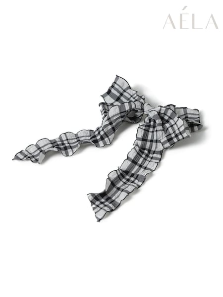 Aela White Seersucker Gingham Bow (AR9751) | €12