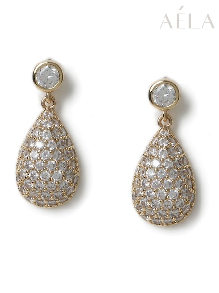 Aela Gold Tone Diamond Simulant Teardrop Style Drop Earrings (AR9761) | 29 €