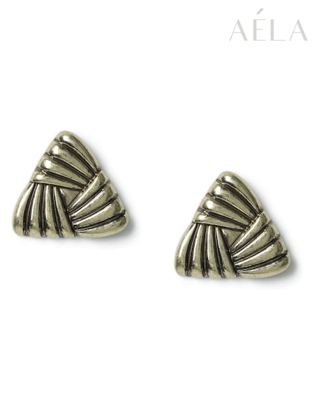Aela Gold Tone Ridged Stud Earrings (AR9767) | € 19