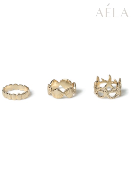 Aela Gold Tone Shell and Starfish Rings Pack (AR9770) | €18