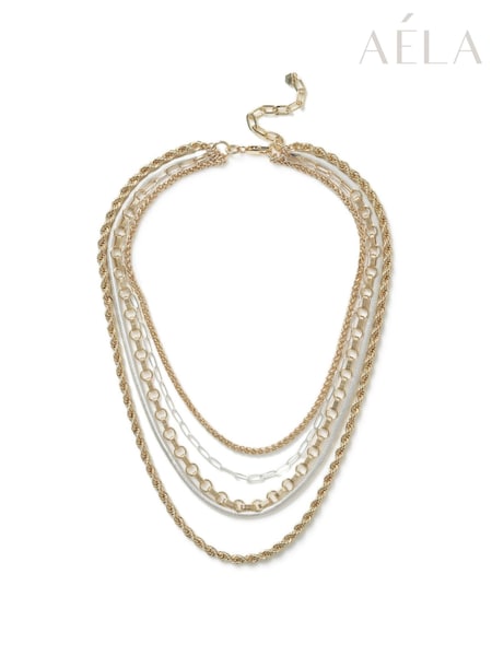 Aela Gold/Silver Tone Multirow Chain Necklace (AR9781) | €32