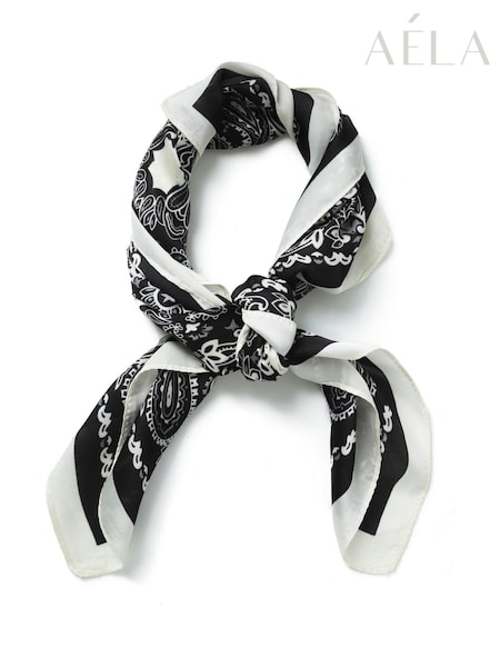 Aela Paisley Print Tie Me Up Black & White Scarf (AR9785) | €20