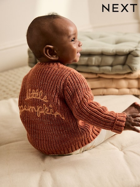 Orange Little Pumpkin - 100% Cotton Slogan Baby Cardigan (AR9796) | 23 € - 26 €