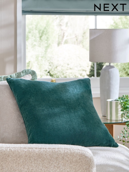 Dark Teal Loxley Velvet 50 x 50cm Knife Edge Cushion (AR9807) | € 30