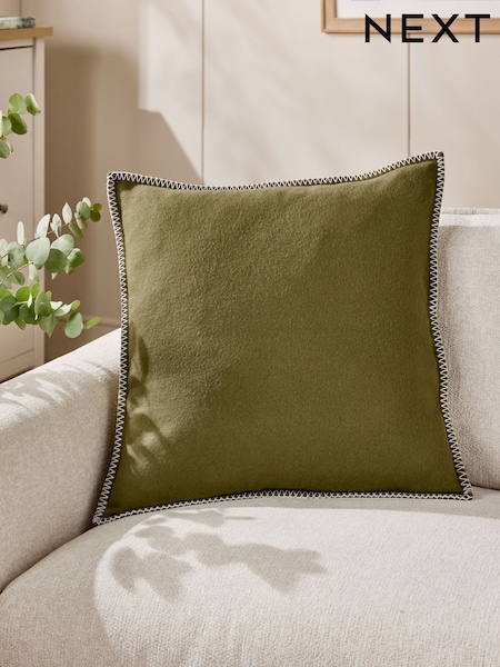 Green 50 x 50cm Wool Blend Blanket Stitch Cushion (AR9825) | €26