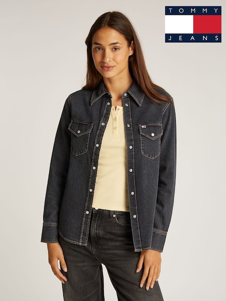 Tommy Jeans Black Western Washed 100% Cotton Shirt (AR9851) | €93