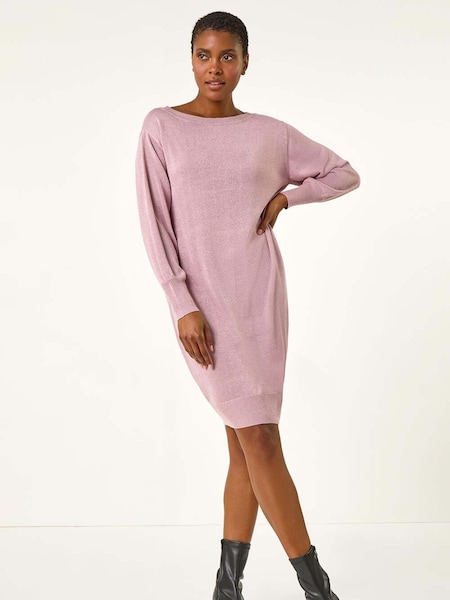 Roman Pink Shimmer Slash Neck Jumper Dress (AR9928) | €53