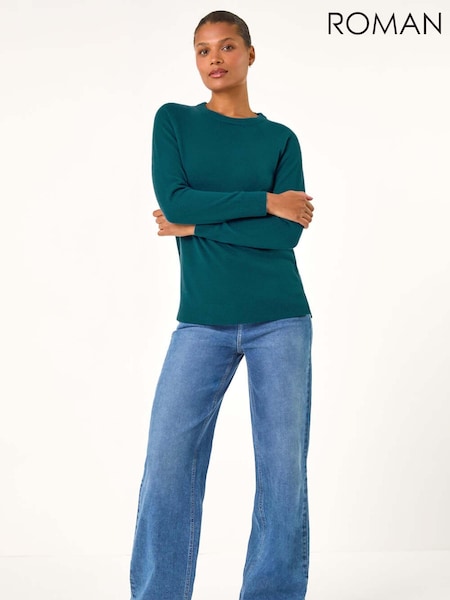 Roman Blue Plain Soft Crew Neck Jumper (AT0017) | R$ 385