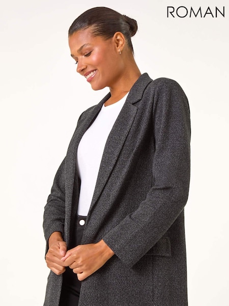 Roman Grey Textured Pocket Detail Stretch Blazer (AT0034) | AED349