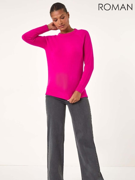 Roman Pink Plain Soft Crew Neck Jumper (AT0037) | R$ 385