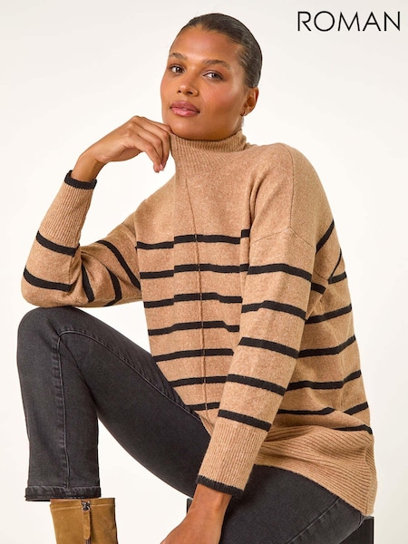 Roman Brown Relaxed Stripe Soft Knit Jumper (AT0045) | €51