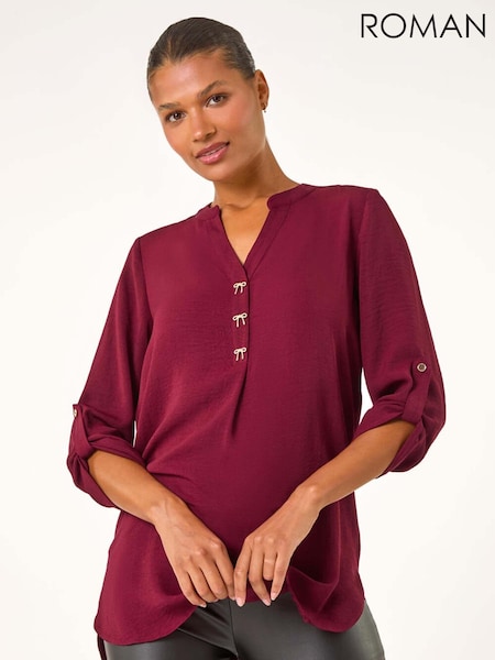 Roman Red Longline Bow Button Top (AT0058) | € 55